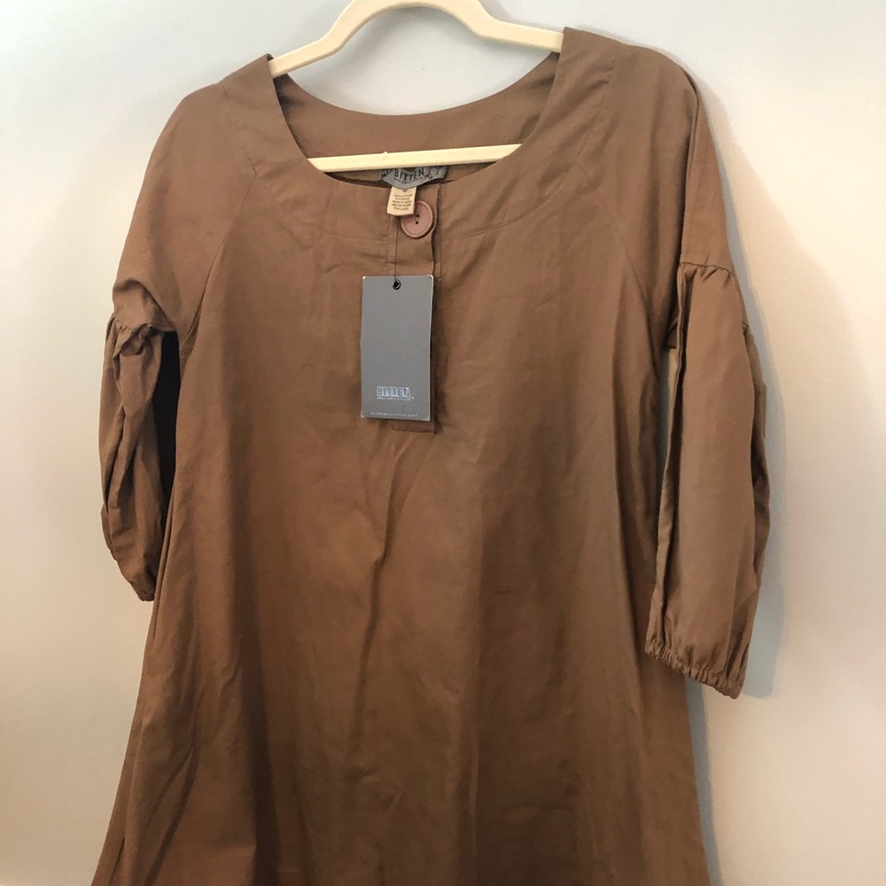 Bitten by SJP 3/4 sleeve brown babydoll dress szM